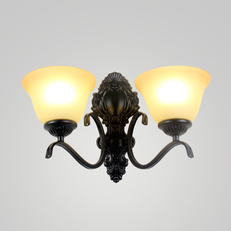 Vivolux | Zwarte Wandlamp Traditionele Crème Glazen Uitgebreide Vorm Wandlamp Fixture voor Woonkamer