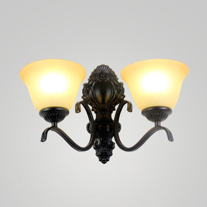 Vivolux | Zwarte Wandlamp Traditionele Crème Glazen Uitgebreide Vorm Wandlamp Fixture voor Woonkamer