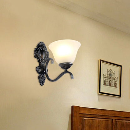 Vivolux | Zwarte Wandlamp Traditionele Crème Glazen Uitgebreide Vorm Wandlamp Fixture voor Woonkamer