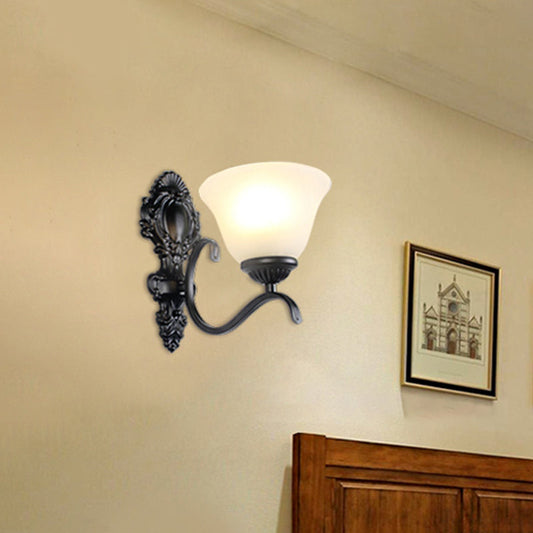 Vivolux | Zwarte Wandlamp Traditionele Crème Glazen Uitgebreide Vorm Wandlamp Fixture voor Woonkamer