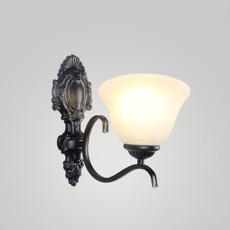Vivolux | Zwarte Wandlamp Traditionele Crème Glazen Uitgebreide Vorm Wandlamp Fixture voor Woonkamer