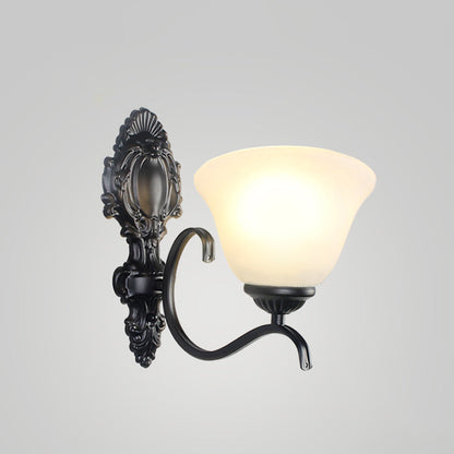 Vivolux | Zwarte Wandlamp Traditionele Crème Glazen Uitgebreide Vorm Wandlamp Fixture voor Woonkamer