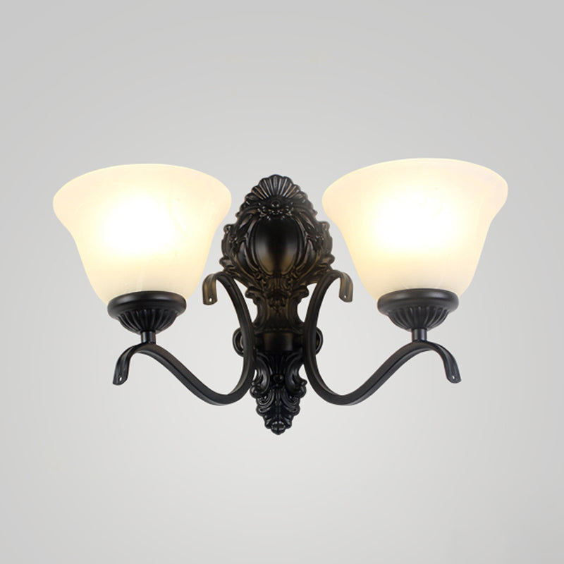 Vivolux | Zwarte Wandlamp Traditionele Crème Glazen Uitgebreide Vorm Wandlamp Fixture voor Woonkamer