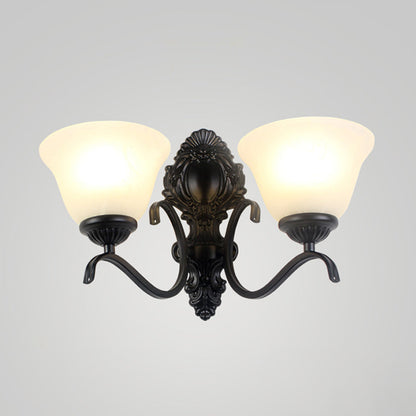 Vivolux | Zwarte Wandlamp Traditionele Crème Glazen Uitgebreide Vorm Wandlamp Fixture voor Woonkamer