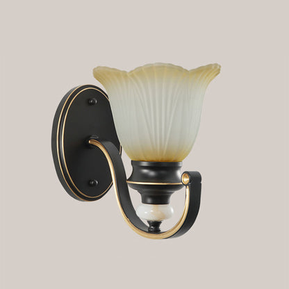 Vivolux | Retro Gerüschte Wandmontage Licht Einzel-Glühbirne Geripptes Glas Wandbeleuchtung in Kaffee für Wohnzimmer