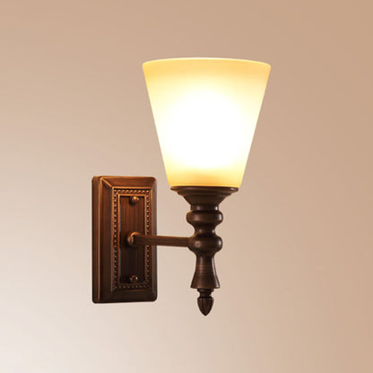 Vivolux | 1-Licht Crème Glas Wandlamp Vintage Bruine Conus Shade Woonkamer Wand Gemonteerde Lamp