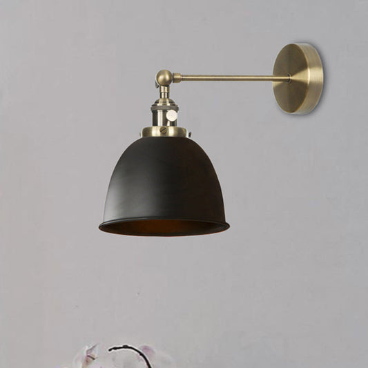 Vivolux | 1 Glühbirne Kuppel Schirm Wandleuchte Industriell Schwarz/Grau/Weiß Metall Wandmontierte Lampe für Schlafzimmer