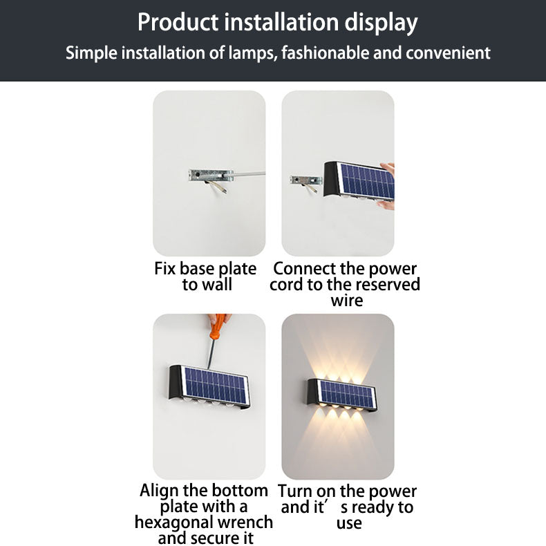 Vivolux | Moderne Einfachheit Solar Wasserdicht Rechteckige ABS PMMA LED Wandleuchte Lampe Für Außenpatio