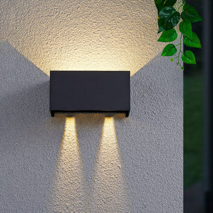 Vivolux | Moderne wasserdichte rechteckige LED-Wandleuchte für den Außenbereich mit Auf- und Ab-Beleuchtung