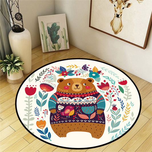 Vivolux | Schöner Multicolor Cartoon Teppich Polyester Tierdruck Teppich Rutschfest Maschinenwaschbar Fleckenresistenter Teppich für das Kinderzimmer