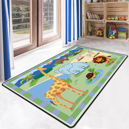 Vivolux | Educatief Multicolor Dierentuin Print Tapijt Synthetisch Cartoon Tapijt Antislip Leer- en Speeltapijt voor Kinderen