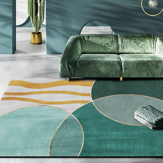 Vivolux | Retro Abstract Line Art Teppich Mehrfarbiger Mid-Century Teppich Synthetik Waschbar Fleckenresistent Rutschfester Teppich für das Wohnzimmer