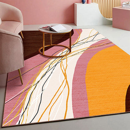 Vivolux | Retro Abstract Line Art Teppich Mehrfarbiger Mid-Century Teppich Synthetik Waschbar Fleckenresistent Rutschfester Teppich für das Wohnzimmer