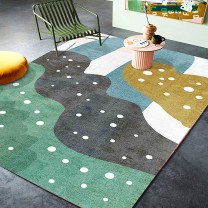 Vivolux | Retro Abstract Line Art Teppich Mehrfarbiger Mid-Century Teppich Synthetik Waschbar Fleckenresistent Rutschfester Teppich für das Wohnzimmer