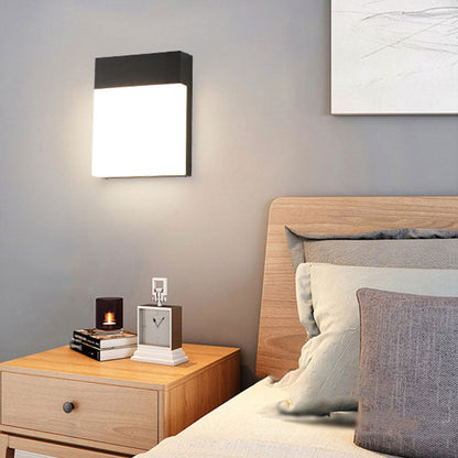 Vivolux | Schwarze rechteckige Wandleuchte Moderne metallische LED-Wandlichtarmatur für draußen