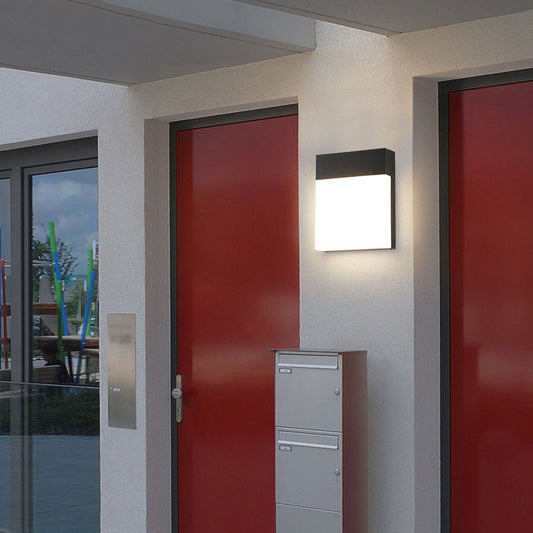 Vivolux | Schwarze rechteckige Wandleuchte Moderne metallische LED-Wandlichtarmatur für draußen