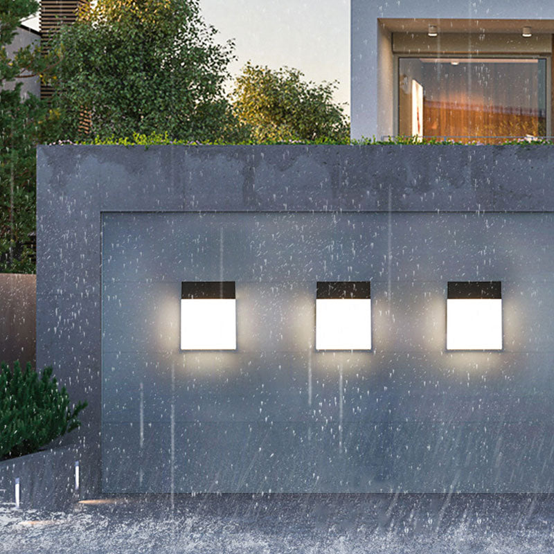 Vivolux | Schwarze rechteckige Wandleuchte Moderne metallische LED-Wandlichtarmatur für draußen
