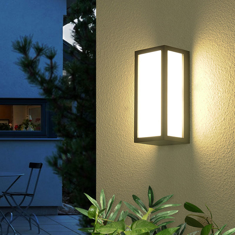 Vivolux | Textured Black Rectangular LED Wandbevestigingslicht Simpliciteit Metallic Wandlampverlichting voor Patio