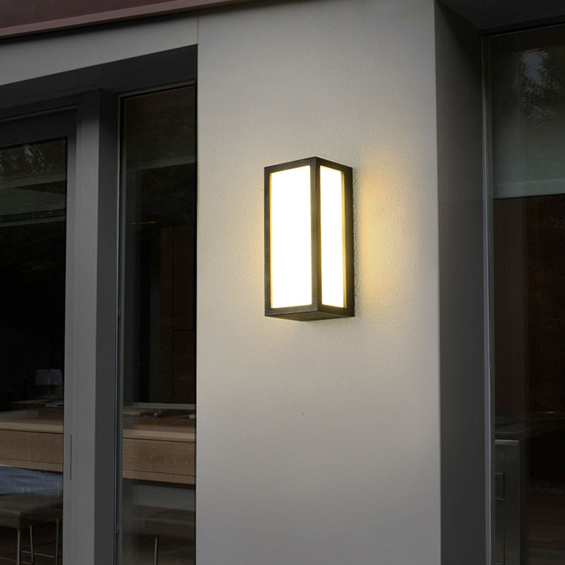 Vivolux | Textured Black Rectangular LED Wandbevestigingslicht Simpliciteit Metallic Wandlampverlichting voor Patio