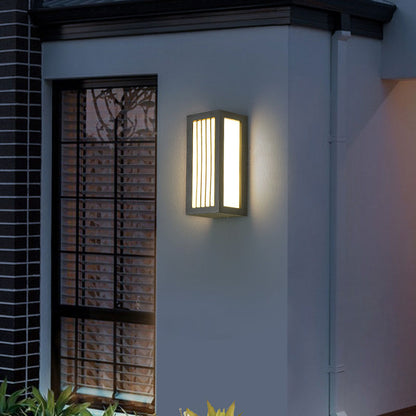 Vivolux | Textured Black Rectangular LED Wandbevestigingslicht Simpliciteit Metallic Wandlampverlichting voor Patio