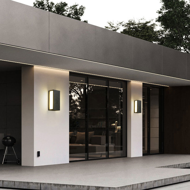 Vivolux | Textured Black Rectangular LED Wandbevestigingslicht Simpliciteit Metallic Wandlampverlichting voor Patio