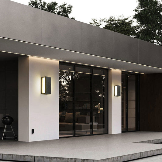 Vivolux | Textured Black Rectangular LED Wandbevestigingslicht Simpliciteit Metallic Wandlampverlichting voor Patio