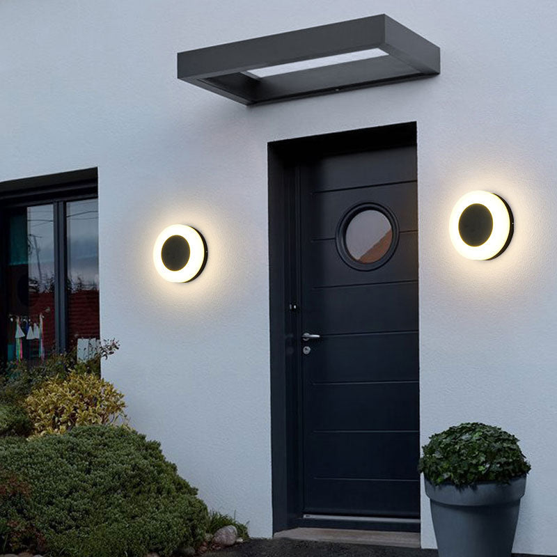 Vivolux | Geometrische Binnenhof Wandschildering Licht Metallic Minimalistisch LED Wandmontage Verlichting in Gestructureerd Zwart