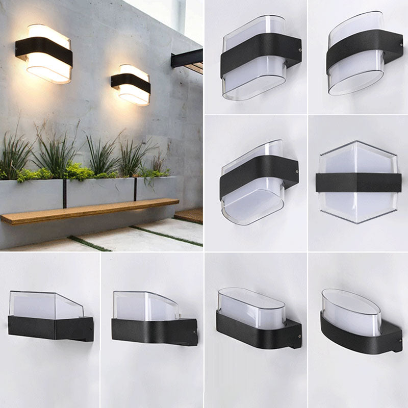 Vivolux | Geometrische Wandlamp Moderne Acryl Balkon LED Wandlichtarmatur in Textured Schwarz