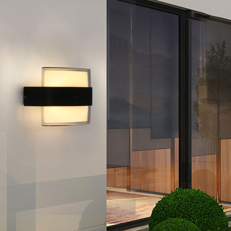 Vivolux | Geometrische Wandlamp Moderne Acryl Balkon LED Wandlichtarmatur in Textured Schwarz