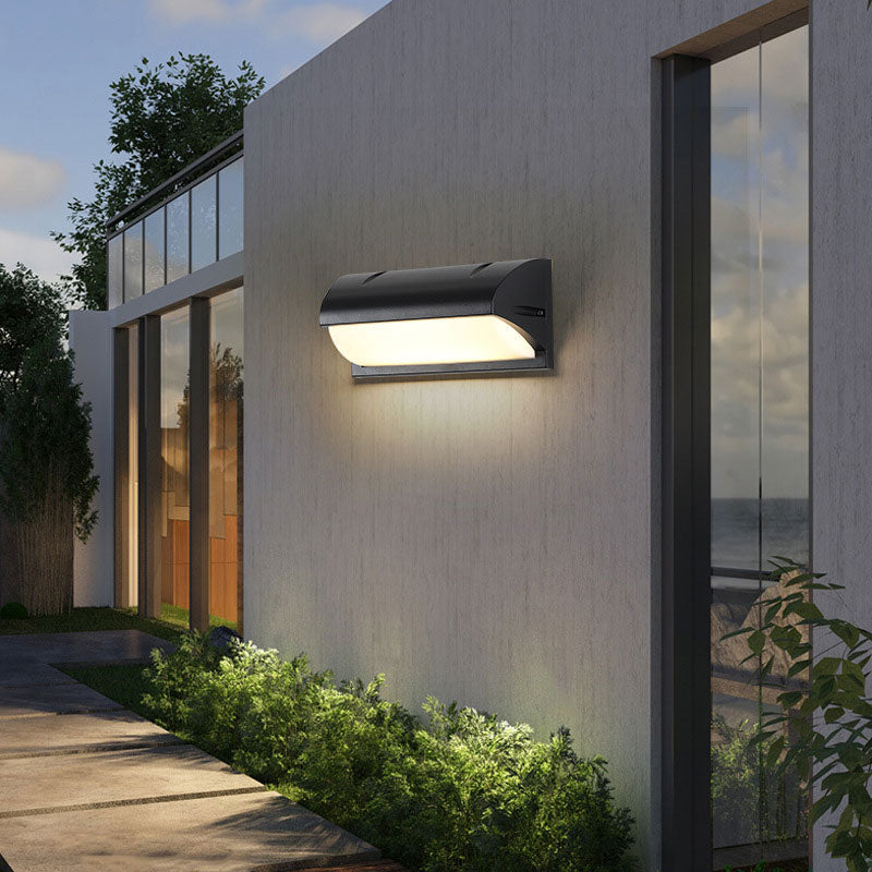 Vivolux | Schwarze Viertelzylinder-Wandleuchte Minimalistische Metall-LED-Wandleuchte für außen