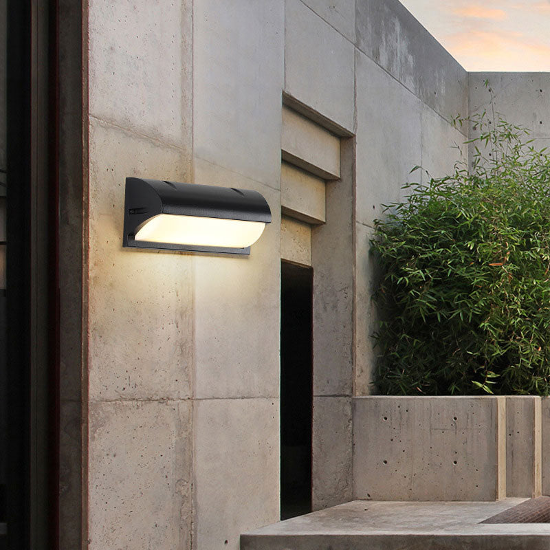 Vivolux | Schwarze Viertelzylinder-Wandleuchte Minimalistische Metall-LED-Wandleuchte für außen