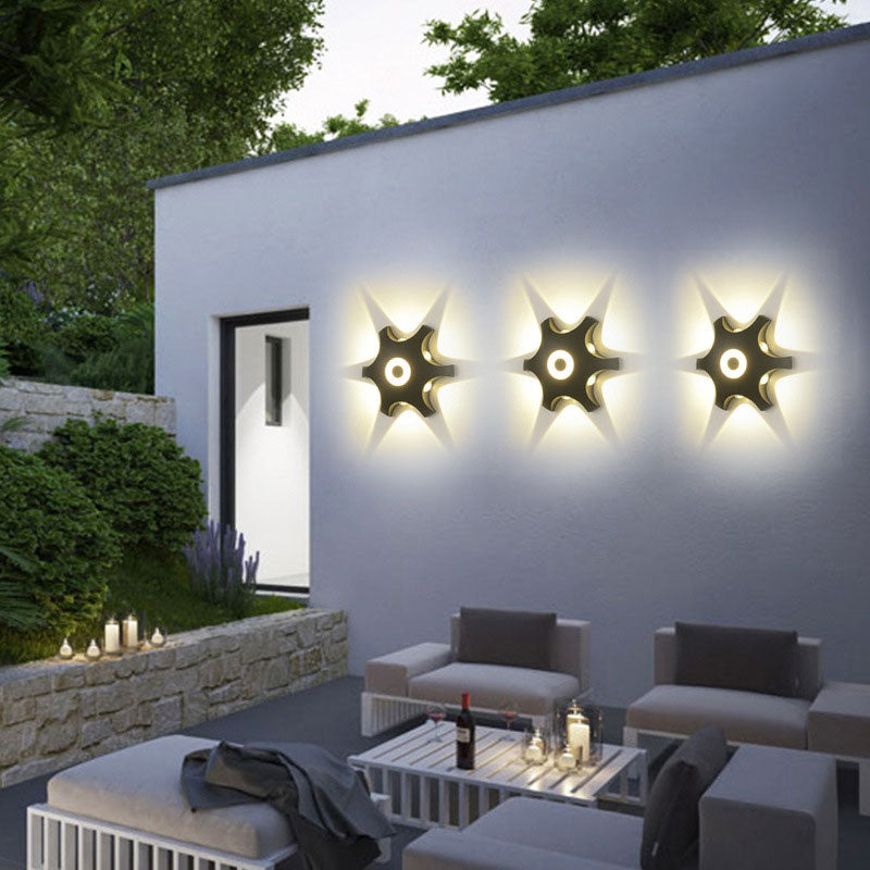 Vivolux | Gearvormige Wandlamp Minimalistische Aluminium Balkon LED Wandverlichtingsarmatuur in het Zwart