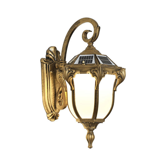 Vivolux | Traditionelle Glocken-LED-Wandmontage-Lampe Creme-Glas-Solar-Wandanlage für Außenbereiche