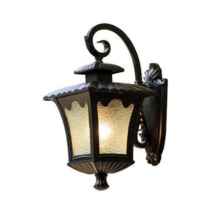 Vivolux | 1 Kop Wandlamp Vintage Lantaarnvormige Gehard Glas Wandlamp in Zwart voor Tuin
