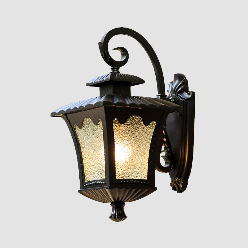 Vivolux | 1 Kop Wandlamp Vintage Lantaarnvormige Gehard Glas Wandlamp in Zwart voor Tuin