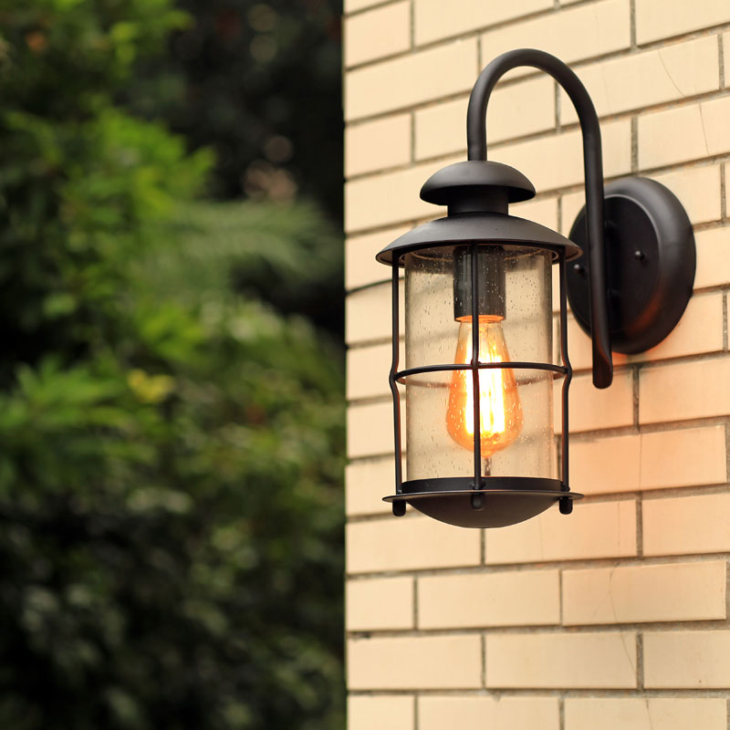 Vivolux | Zylinderförmige Klarglas-Wandmontageleuchte Retro 1-Licht Außenwandleuchte in Schwarz