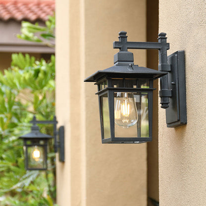 Vivolux | Einzelne-Glühbirne Wandbeleuchtung Vintage Haus Aluminium Wandschalterlampe mit klarem Glasschirm in strukturiertem Schwarz