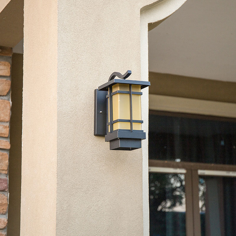 Vivolux | Glas Rechteck Shade LED Wandverlichting Rustieke Buitenwandlamp in Zwart