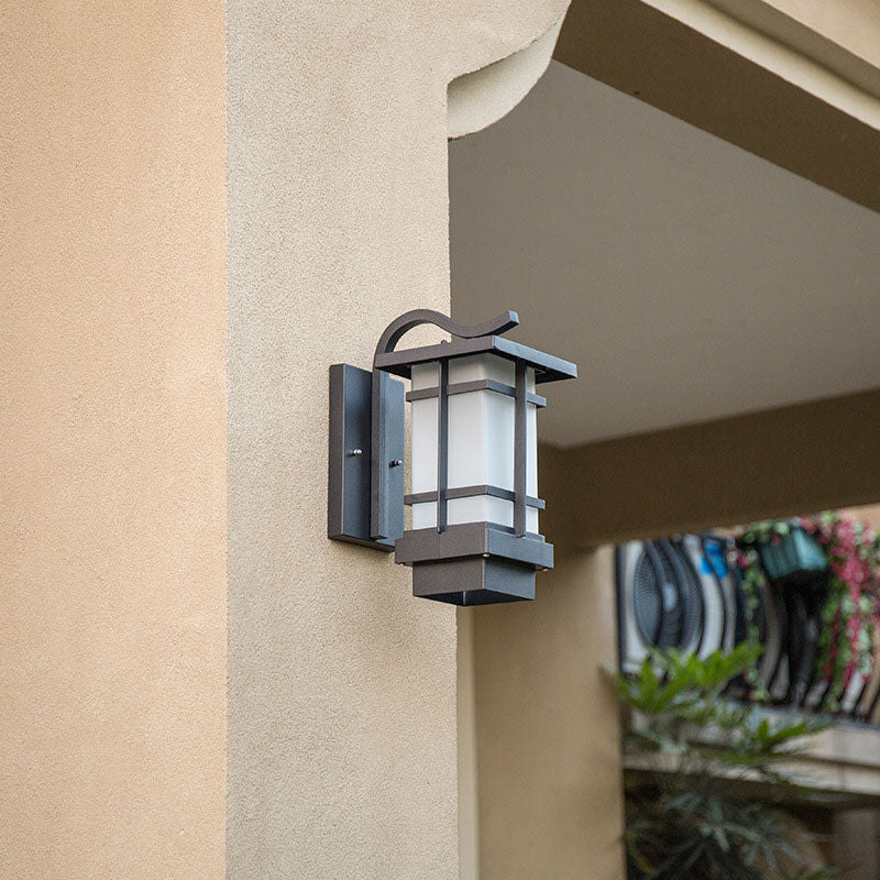 Vivolux | Glas Rechteck Shade LED Wandverlichting Rustieke Buitenwandlamp in Zwart