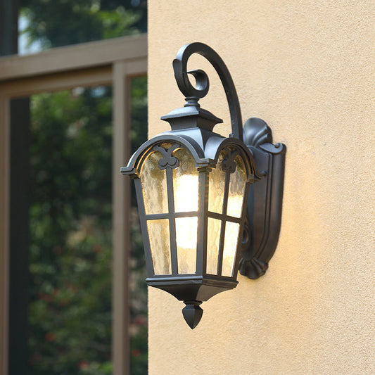 Vivolux | 1 Glühbirne Wandmontage Licht Retro Laternenförmige Rippenglas Wandleuchte für Innenhof