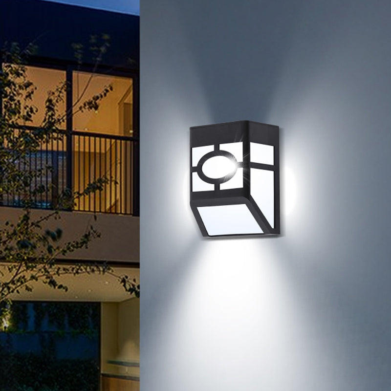 Vivolux | Acrylaat Trapeziumvormige Solar Muurmontage Licht Retro Binnenplaats LED Plafond Sconces in Zwart