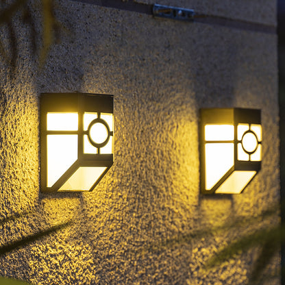 Vivolux | Acrylaat Trapeziumvormige Solar Muurmontage Licht Retro Binnenplaats LED Plafond Sconces in Zwart