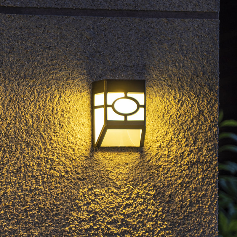 Vivolux | Acrylaat Trapeziumvormige Solar Muurmontage Licht Retro Binnenplaats LED Plafond Sconces in Zwart