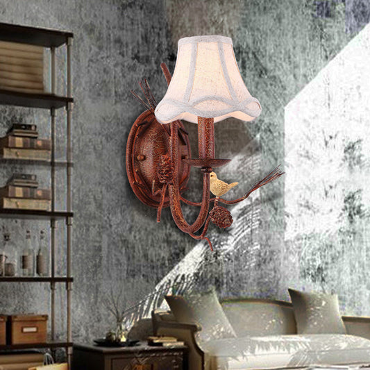 Vivolux | Vintage Flared Wandlamp Behanglamp met Vogeldecor in Roest voor Restaurant