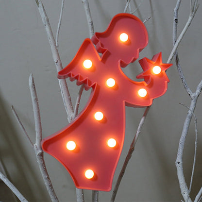 Vivolux | Plastik Cartoon Form LED Tischlicht Künstlerische Batterien Nachttischlampe für Schlafzimmer