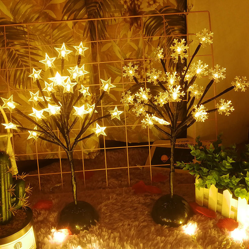 Vivolux | Baumförmige Batterie Tischbeleuchtung Kunst Dekor Kunststoff Schlafzimmer LED Nachttischlampe in Schwarz