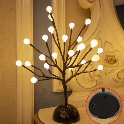 Vivolux | Baumförmige Batterie Tischbeleuchtung Kunst Dekor Kunststoff Schlafzimmer LED Nachttischlampe in Schwarz