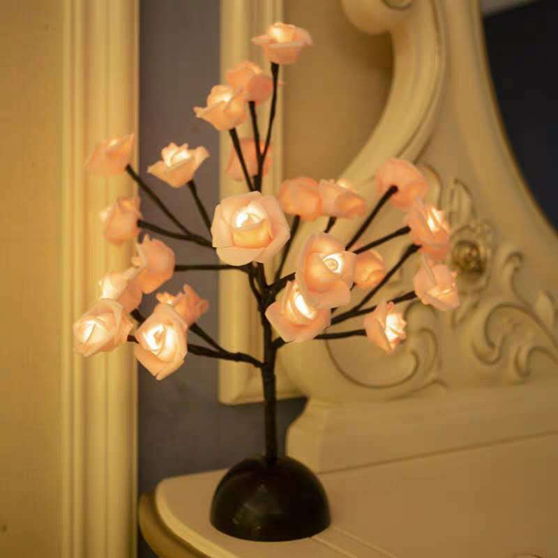 Vivolux | Baumzweig Plastik LED Tischlampe Künstlerisch Schwarz Batterie Nachttischlampe für Schlafzimmer