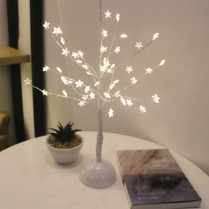Vivolux | Zweige Schlafzimmer Batterie Tischlampe Kunststoff Kunst Dekor LED Nachttischlampe für Kinder Schlafzimmer