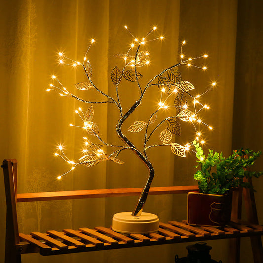 Vivolux | Stijlvolle Boom USB Nachtkast Lamp Metallic Woonkamer LED Tafelverlichting in Goud